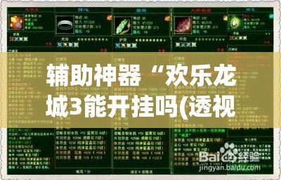 辅助神器“欢乐龙城3能开挂吗(透视)	”开挂辅助脚本+详细开挂安装教程