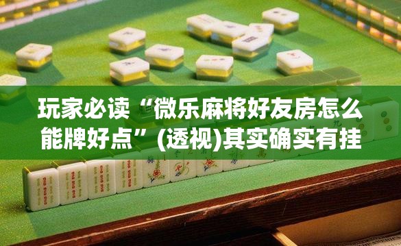 玩家必读“微乐麻将好友房怎么能牌好点”(透视)其实确实有挂
